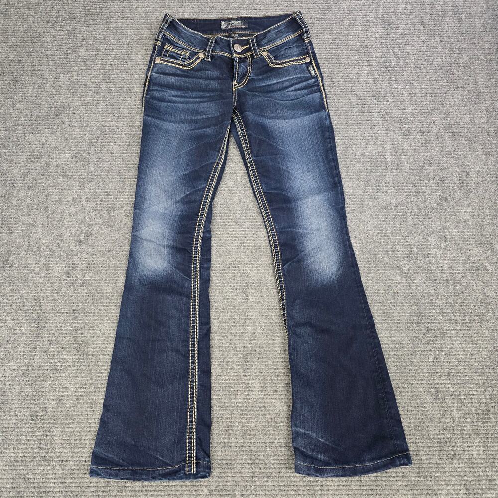 Silver Jeans Suki Mid Boot Womens 25x31 Dark Wash Bootcut Stretch Jeans Hemmed